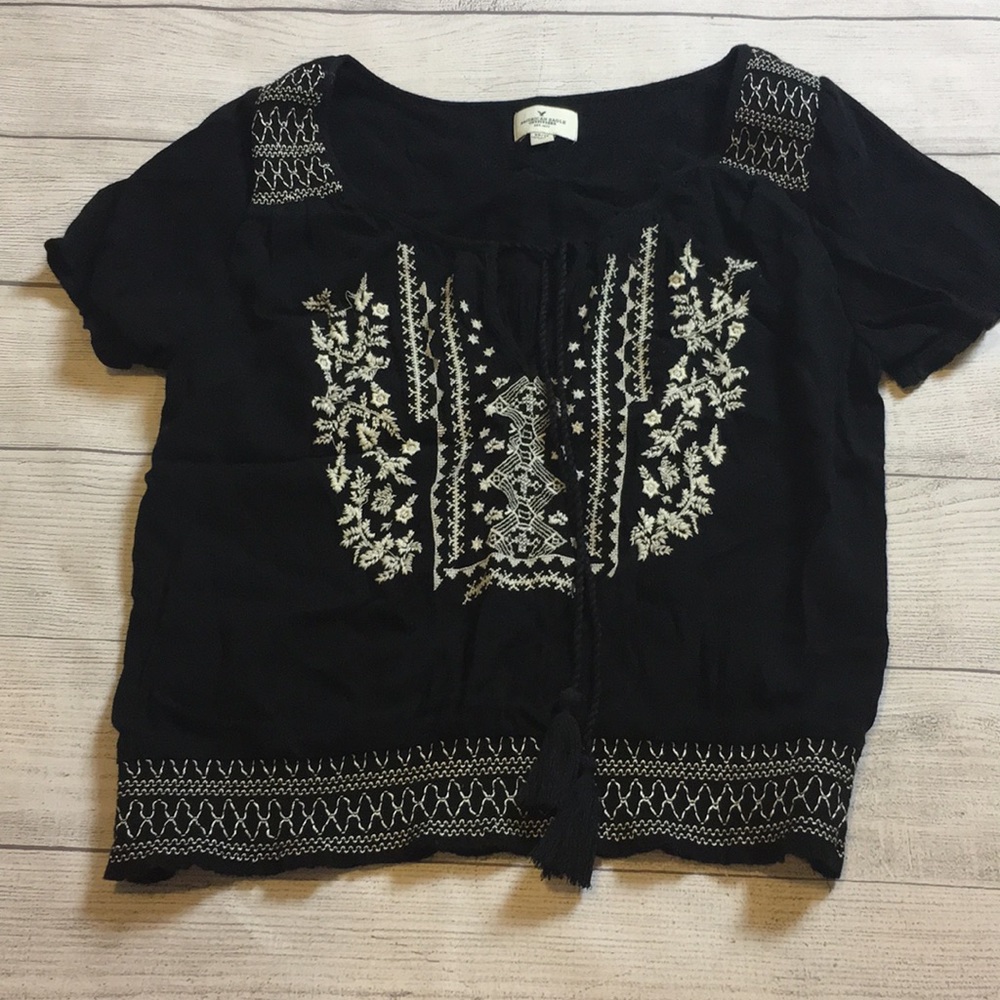 Boho black top
